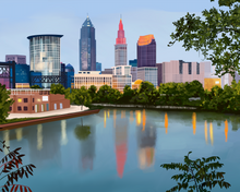 Load image into Gallery viewer, Cleveland Skyline Framed Art Print
