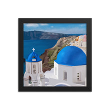 Load image into Gallery viewer, Santorini Blue Domes Framed Art Print
