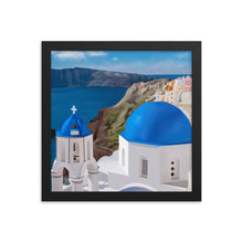 Load image into Gallery viewer, Santorini Blue Domes Framed Art Print