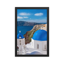 Load image into Gallery viewer, Santorini Blue Domes Framed Art Print