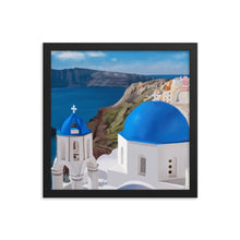 Load image into Gallery viewer, Santorini Blue Domes Framed Art Print