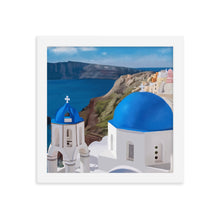 Load image into Gallery viewer, Santorini Blue Domes Framed Art Print