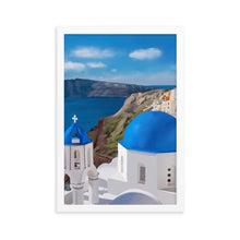 Load image into Gallery viewer, Santorini Blue Domes Framed Art Print