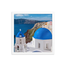 Load image into Gallery viewer, Santorini Blue Domes Framed Art Print