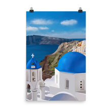 Load image into Gallery viewer, Santorini Blue Domes Art Print