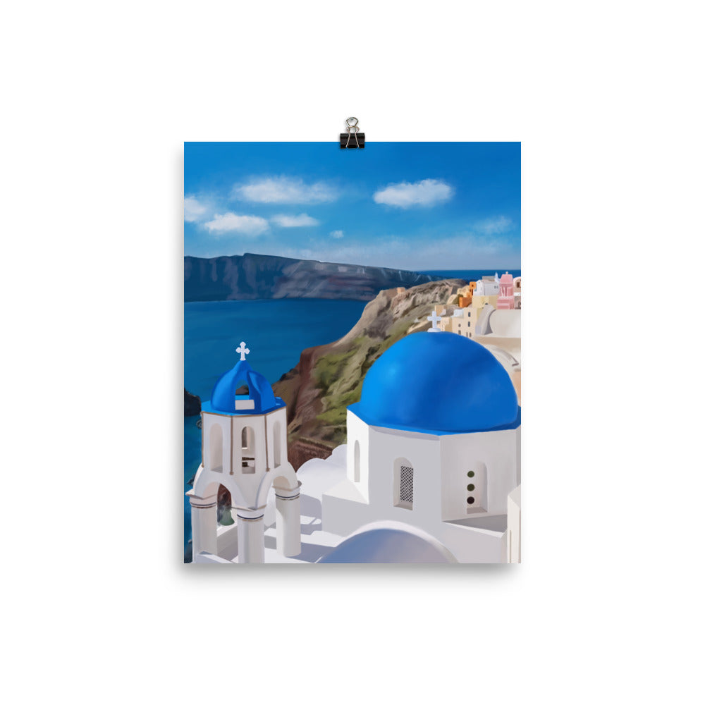 Santorini Blue Domes Art Print