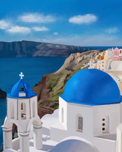 Load image into Gallery viewer, Santorini Blue Domes Art Print
