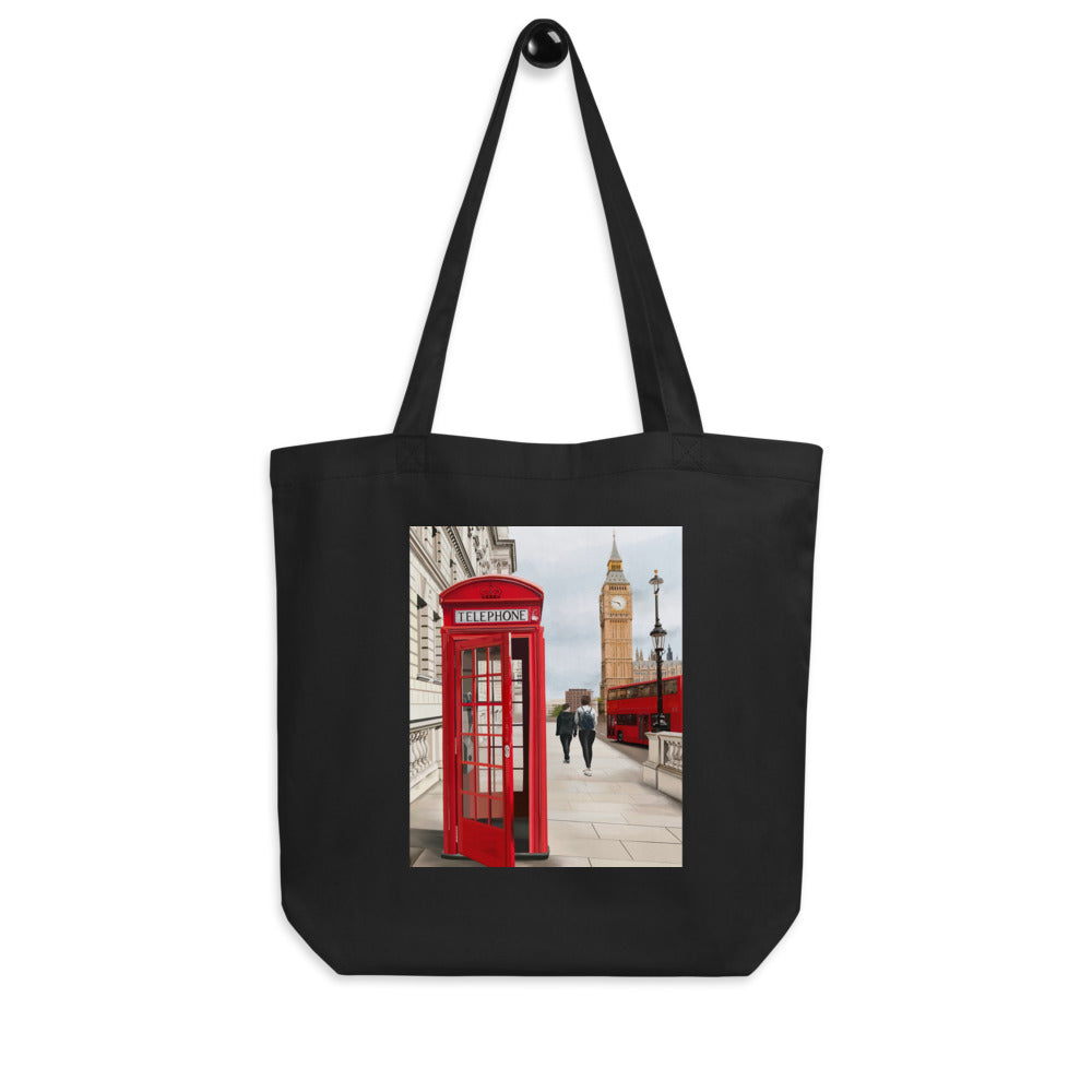 London Telephone Booth and Big Ben Tote Bag