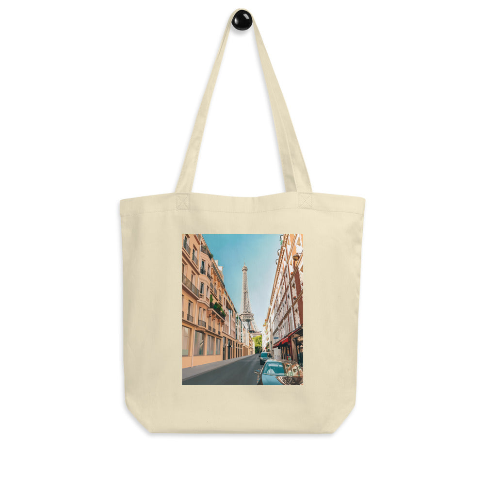 European Tote Bag, Paris Famous Champs Elysees Avenue Historical Monument French Culture Panorama, Cloth Linen Reusable Bag for Shopping Books Beach