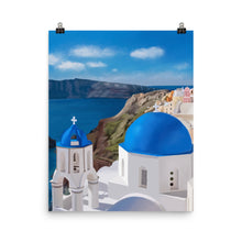 Load image into Gallery viewer, Santorini Blue Domes Art Print
